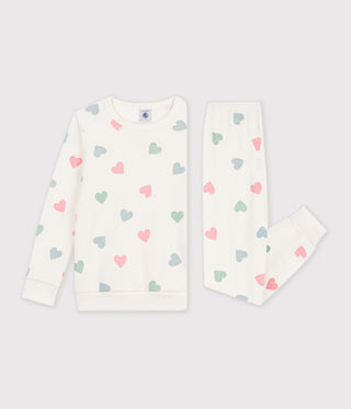 Girls' Cotton Terry Pyjamas with Hearts