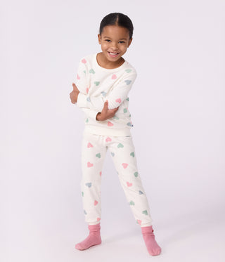 Girls' Cotton Terry Pyjamas with Hearts