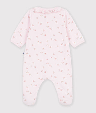 Babies' Velour Pyjama Suit with a Collar and Floral Print