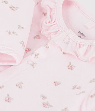 Babies' Velour Pyjama Suit with a Collar and Floral Print
