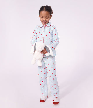 Children's Buttoned Heart Pattern Cotton Pyjamas
