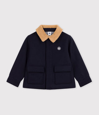 Children's Pea Coat-Style Jacket in Plain Woollen Broadcloth