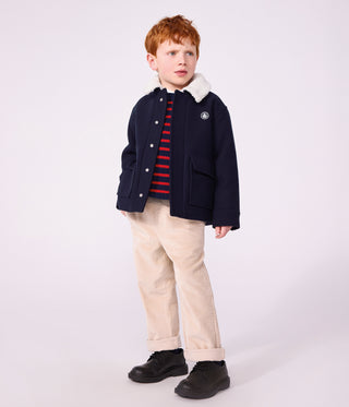 Children's Pea Coat-Style Jacket in Plain Woollen Broadcloth