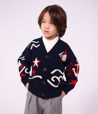 Children's Wool and Cotton Cardigan with Little Motifs