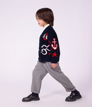 Children's Wool and Cotton Cardigan with Little Motifs
