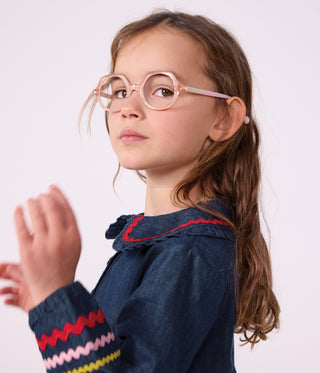 Girls' Plain, Long-Sleeved Denim Dress