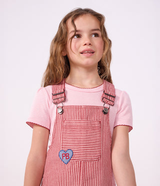 Girls' Stripy Cotton Pinafore Dress