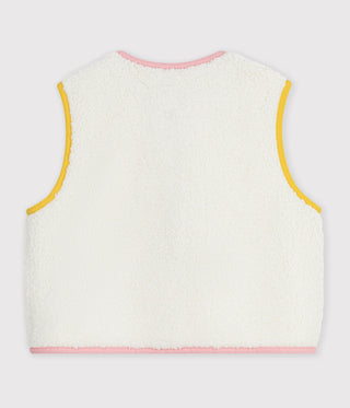 Girls' Sleeveless Plain Sherpa Cardigan