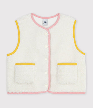 Girls' Sleeveless Plain Sherpa Cardigan