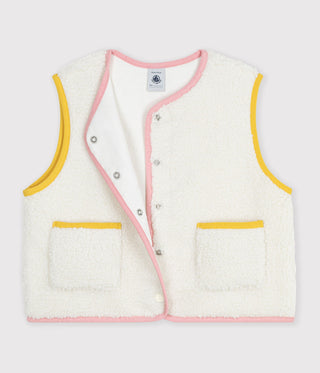 Girls' Sleeveless Plain Sherpa Cardigan