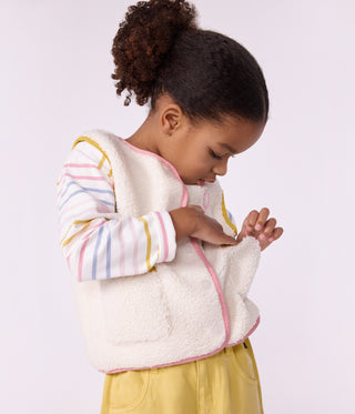 Girls' Sleeveless Plain Sherpa Cardigan