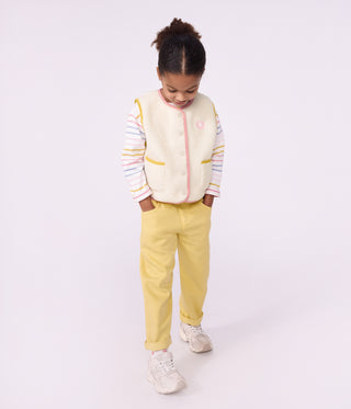 Girls' Sleeveless Plain Sherpa Cardigan