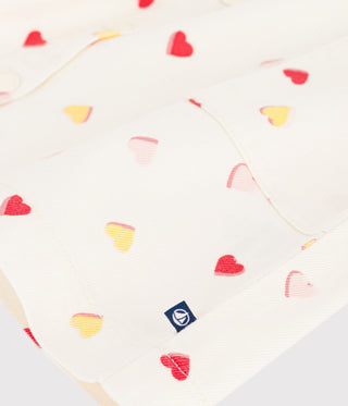 Girls' Short-Sleeved Cotton Dress Printed with Hearts
