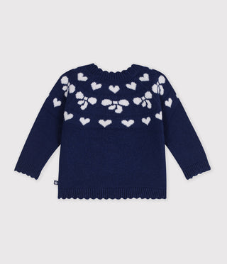 Babies' Wool and Cotton Jumper with Bow Motifs