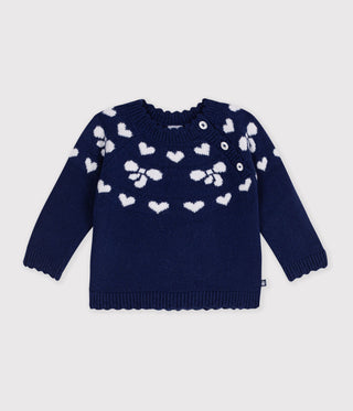 Babies' Wool and Cotton Jumper with Bow Motifs