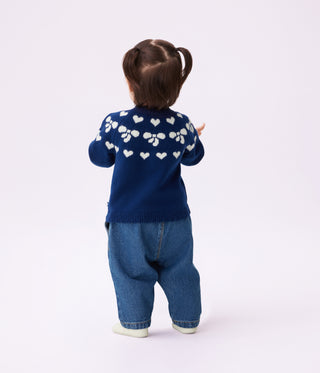 Babies' Wool and Cotton Jumper with Bow Motifs