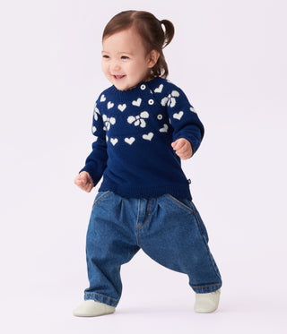 Babies' Wool and Cotton Jumper with Bow Motifs