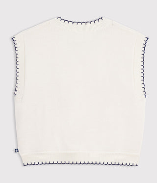 Children's Sleeveless Wool and Cotton Cable-Knit Jumper