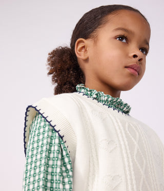 Children's Sleeveless Wool and Cotton Cable-Knit Jumper