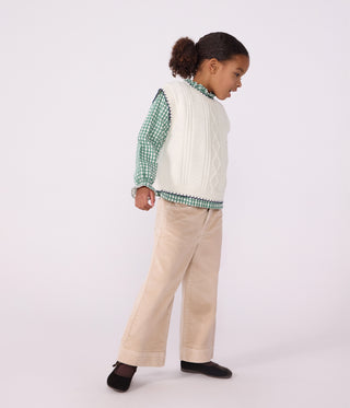Children's Sleeveless Wool and Cotton Cable-Knit Jumper