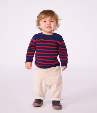 Babies' Stripy Wool and Cotton Sailor-Style Jumper