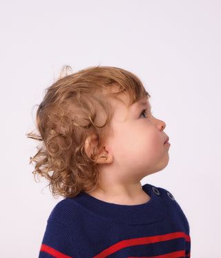 Babies' Stripy Wool and Cotton Sailor-Style Jumper