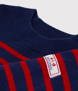 Babies' Stripy Wool and Cotton Sailor-Style Jumper