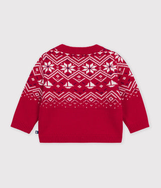 Babies' Jumper in Wool and Cotton with a Jacquard Pattern