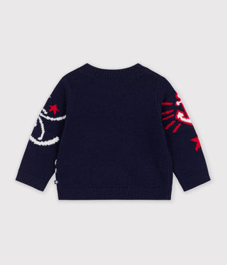 Babies' Jumper in Wool and Cotton with  Jacquard Patterns