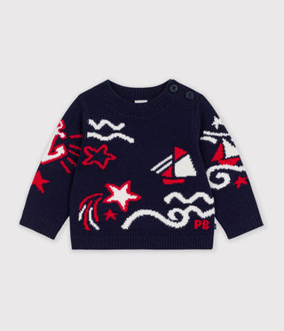 Babies' Jumper in Wool and Cotton with  Jacquard Patterns
