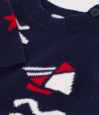 Babies' Jumper in Wool and Cotton with  Jacquard Patterns