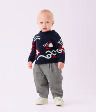 Babies' Jumper in Wool and Cotton with  Jacquard Patterns
