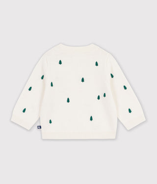Babies' Jumper in Wool and Cotton with Embroidered Bunny Rabbits