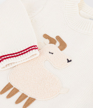 Babies' Jumper in a Wool and Cotton Knit with an Animal Design