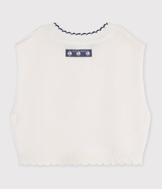 Babies' Sleeveless Wool and Cotton Knit Jumper