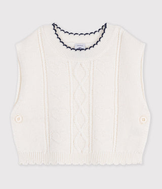 Babies' Sleeveless Wool and Cotton Knit Jumper