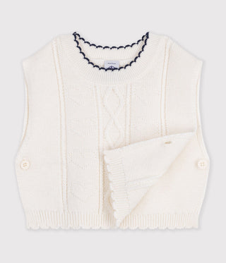 Babies' Sleeveless Wool and Cotton Knit Jumper