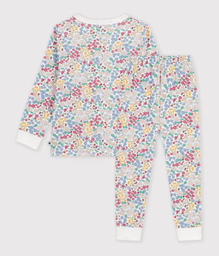 Girls' Long-Sleeved Floral Cotton Pyjamas