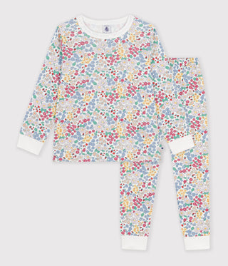 Girls' Long-Sleeved Floral Cotton Pyjamas