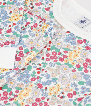 Girls' Long-Sleeved Floral Cotton Pyjamas