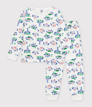 Children's Long-Sleeved Paris-Print Fleece Pyjamas