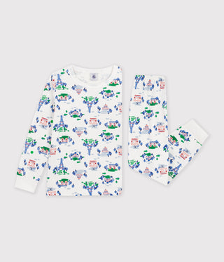 Children's Long-Sleeved Paris-Print Fleece Pyjamas