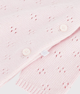Babies' Jumpsuit in Wool and Cotton Knit with a Plain Collar
