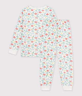 Girls' Long-Sleeved Fleece Pyjamas Suit Printed with Mushrooms