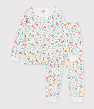 Girls' Long-Sleeved Fleece Pyjamas Suit Printed with Mushrooms