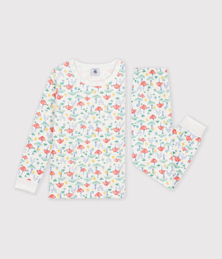 Girls' Long-Sleeved Fleece Pyjamas Suit Printed with Mushrooms