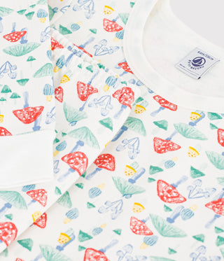 Girls' Long-Sleeved Fleece Pyjamas Suit Printed with Mushrooms