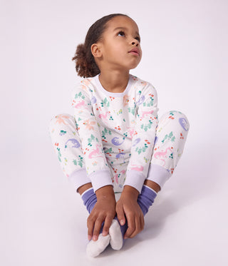 Children's Long-Sleeved Pyjamas in Fleece with a Dragon Print