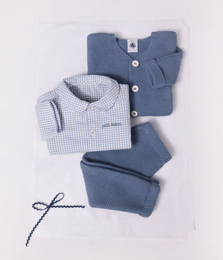 Babies' Outfit in Cotton with Embroidery On The Chest and a Gingham Print