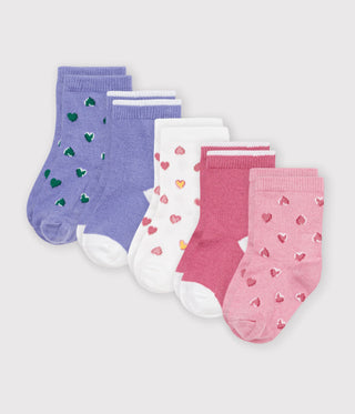 Babies' Cotton Socks with a Heart Print - 5-Pack